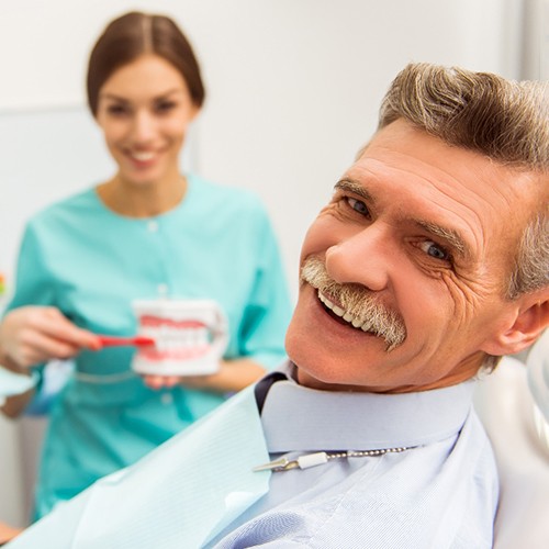 a patient in Indian Land preparing for implant dentures