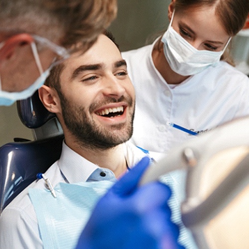 Man smiling after nitrous oxide in Indian Land